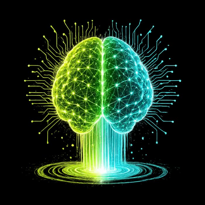Cérebro digital, símbolo conceitual da inteligência adaptativa